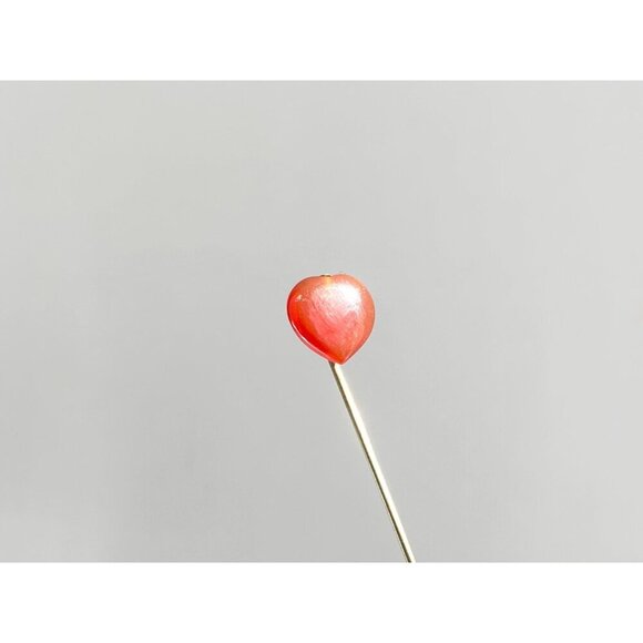 Faux Carnelian Stone Heart Shaped Minimalist Gold T Vintage Stick Pin | Hat Pin - Picture 4 of 10